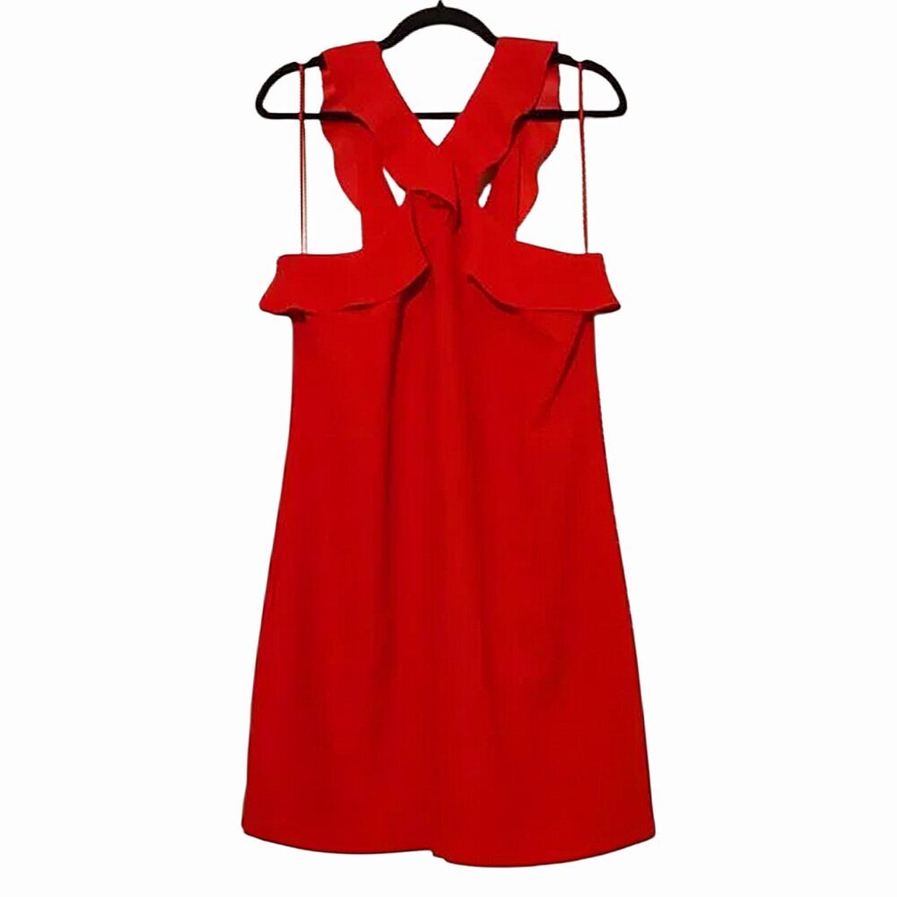 Banana Republic Ruffle Criss-Cross Mini Shift Dress Party/Date/Cocktail 12 Tall - Picture 2 of 7
